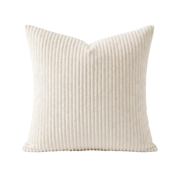Fine Stripe Corduroy Throw Pillow Cover Soft Ribbed Decorative Cushion Case for Living Room Sofa 20 x 20 Inch Cover Only