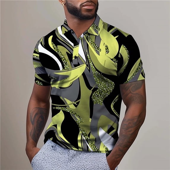 Fine Striped Printed Polo Shirt for Men Comfortable Fashion Tennis Wear for Men Sports Breathable Polo Shirt for Men Golf Wear
