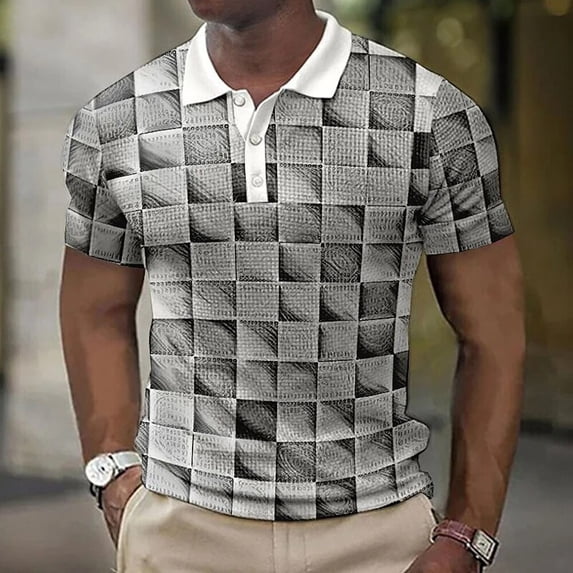 Fine Striped Printed Polo Shirt for Men Comfortable Fashion Tennis Wear for Men Sports Breathable Polo Shirt for Men Golf Wear