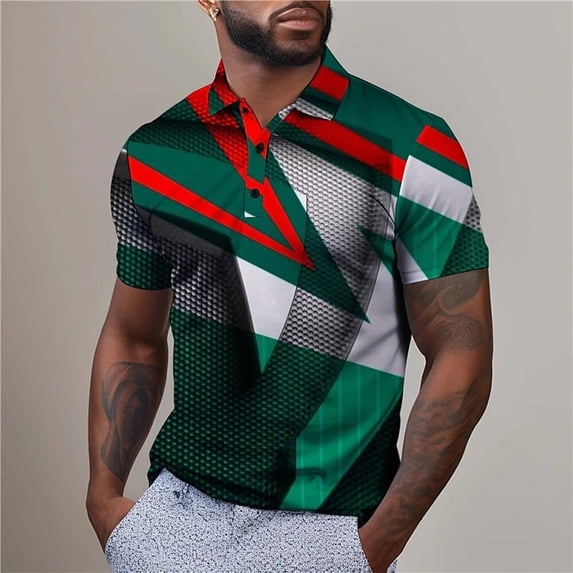 Fine Striped Printed Polo Shirt for Men Comfortable Fashion Tennis Wear for Men Sports Breathable Polo Shirt for Men Golf Wear