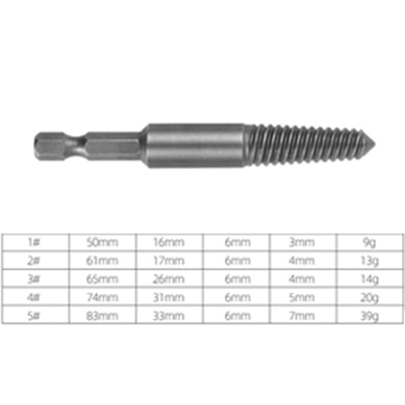 Fine Teeth Hex Shank Headless Screw Extractor Set for Stainless Steel Bolts 6Pcs, 18mm/0.7in & 14mm/0.6in post