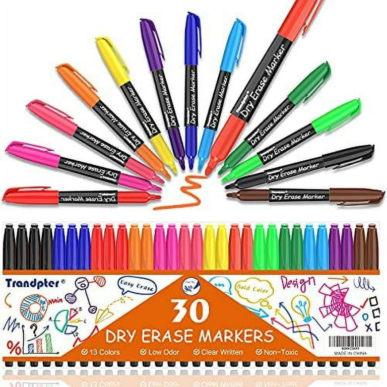 BLUERIDE Magnetic Dry Erase Markers Fine Tip, Whiteboard Markers with  Eraser, 12 Count Colorful Fine Point Dry Erase Markers for Kids, Low Odor  Thin Dry Erase Markers for Calendar Boards