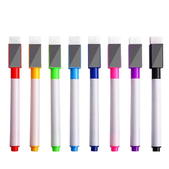 Fine Tip Marker Pen with Cap and Eraser for Whiteboards and Drawing Colorful