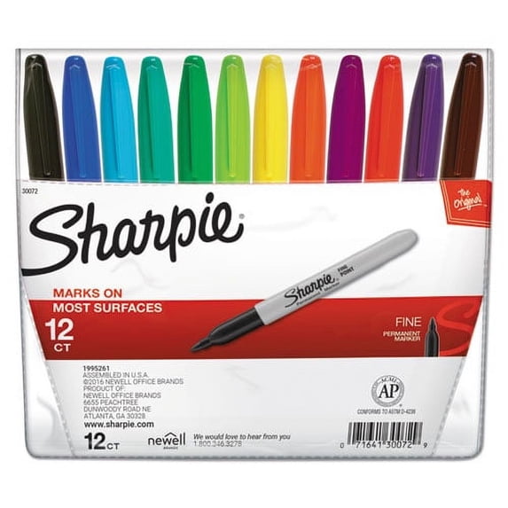 Fine Tip Permanent Marker, Fine Bullet Tip, Assorted Colors, 12/set | Bundle of 2 Sets