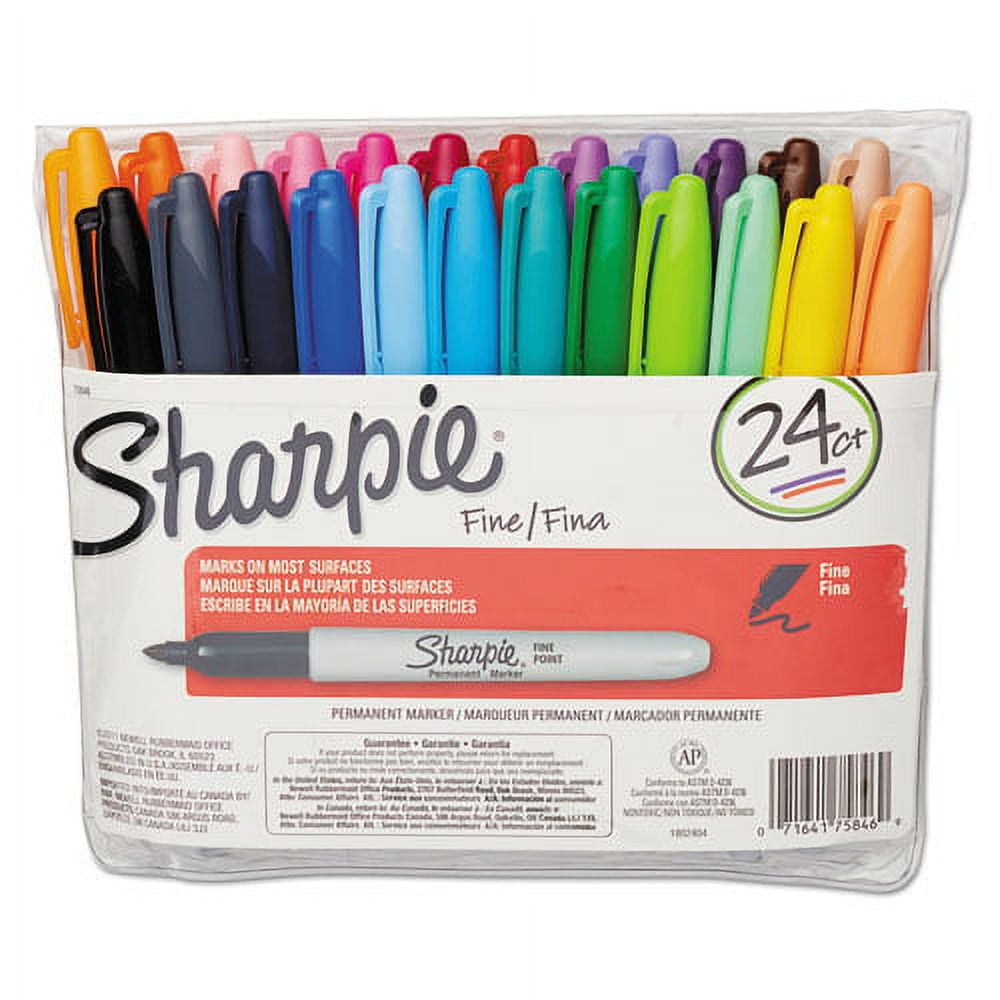 Threadart Fabric Markers, Set of 24, Permanent Dual-Tip Textile Marker,  Assorted Colors, Art Supplies for Coloring T-Shirts, Jeans, Jackets, and