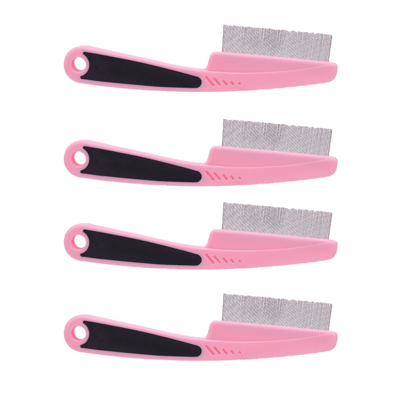 Unbranded Textured Plastic Flea Comb for Dogs & Cats, 4-Piece, Pink