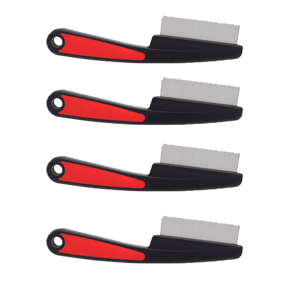 Unbranded Textured Plastic Flea Comb for Dogs & Cats, 4-Piece, Black