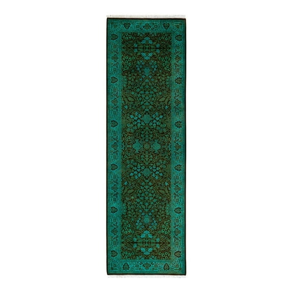 Fine Vibrance, One-of-a-Kind Hand-Knotted Area Rug - Green, 2' 7" x 8' 7"