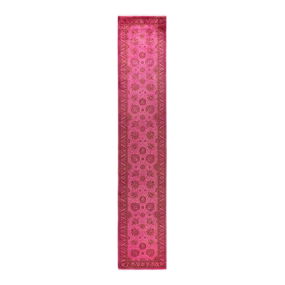 Fine Vibrance, One-of-a-Kind Hand-Knotted Runner Rug - Pink, 2' 7" x 13' 10"