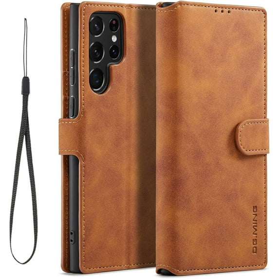 Fine Vintage Wallet Style Leather Phone Case with Card Slot Holder PU Protective Cover for Samsung Galaxy A33 A72 A13 A52 A42 A71 A51 A31 A12 A22 5G 4G(Brown,Samsung A72 5G)