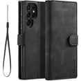 thumbnail image 1 of Fine Vintage Wallet Style Leather Phone Case with Card Slot Holder PU Protective Cover for Samsung Galaxy Note 20 Ultra 10 Pro Note 9/8 S9 S10 S8 Plus S7(Black,Samsung S9), 1 of 7