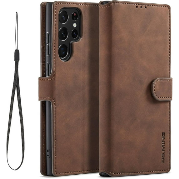 Fine Vintage Wallet Style Leather Phone Case with Card Slot Holder PU Protective Cover for Samsung Galaxy Note 20 Ultra 10 Pro Note 9/8 S9 S10 S8 Plus S7(Coffee Color,Samsung Note 10 Pro)