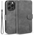 thumbnail image 1 of Fine Vintage Wallet Style Leather Phone Case with Card Slot Holder PU Protective Cover for iPhone 14 11 12 Pro Max 13 Mini 6s 8 7 14 Plus SE XS XR(Grey,iPhone 11 Pro), 1 of 8