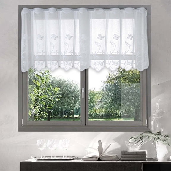 Fine Woven White Through Rod Screen Curtains for Household Window Door Filters Light
