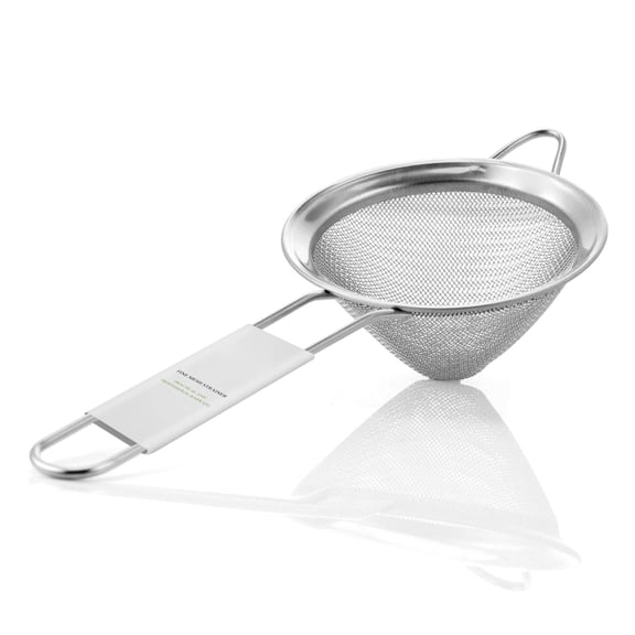 Fine mesh strainer, 3.3 inch stainless steel cocktail sieve for tea, coffee, juice, oil, noodles, fruits, vegetables, professional bar and kitchen tool, silver