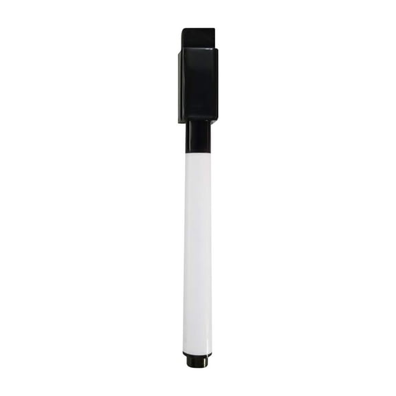 1 Pc Fine tip Dry Erase Black Markers with Magnetic Cap and Eraser, Perfect for Dry Erase Boards and Whiteboards, 4.5x0.35 Inch, White
