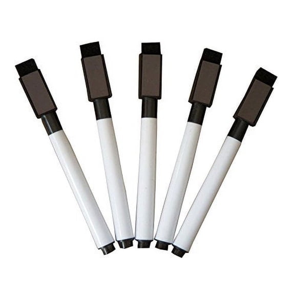 Fine tip Dry Erase .. Black Markers with Magnetic .. Cap and Eraser, Perfect .. for Dry Erase Boards .. and Whiteboards Pack of .. 5