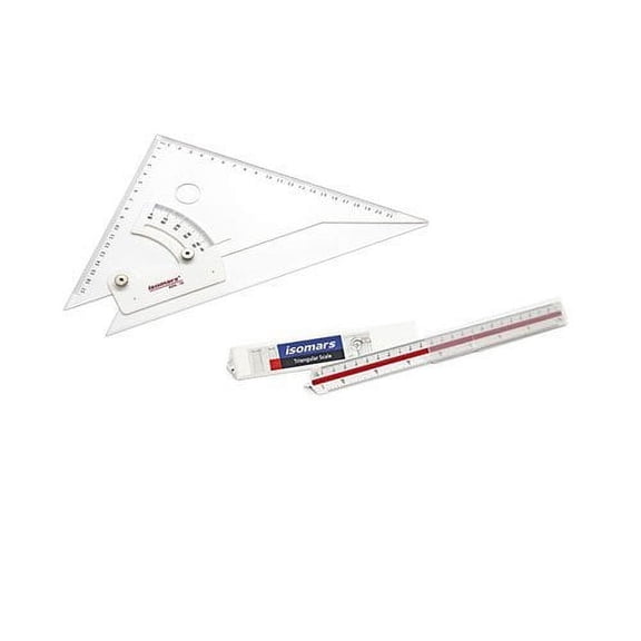 FineArt Adjustable Set Square 10" & Triangular Scale Combo