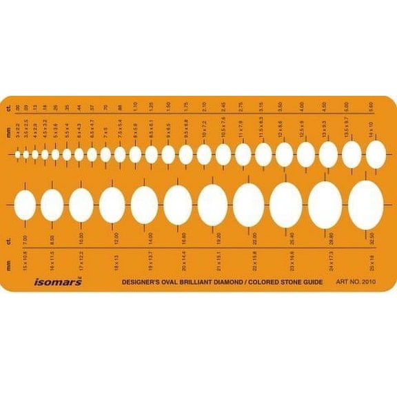 FineArt Brilliant Diamond Colored Gemstone Guide Oval Shapes Symbols Drawing Drafting Template Stencil - Yellow