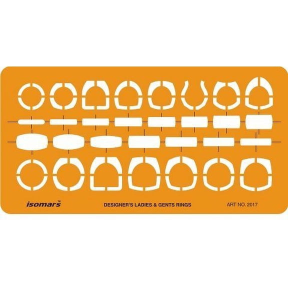 FineArt Jewelry Art Craft Design Drawing Drafting Template Stencil - Ladies and Gents Rings - Yellow