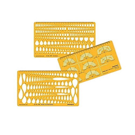 FineArt Jewelry Designing Drawing Drafting Templates Combo - Set of 3 - Yellow