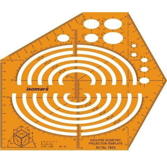 FineArt Metric Isometric Ellipse Ellipses Shape Symbols Drawing Drafting Template Stencil - Yellow