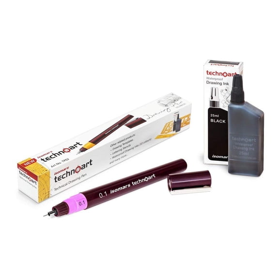 FineArt Technoart Technical Drawing Pen 0.1 and Ink Combo Set