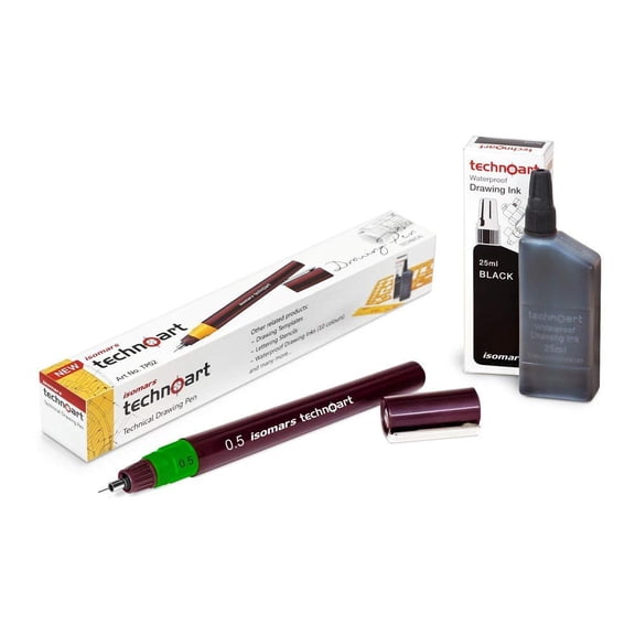 FineArt Technoart Technical Drawing Pen 0.5 and Ink Combo Set