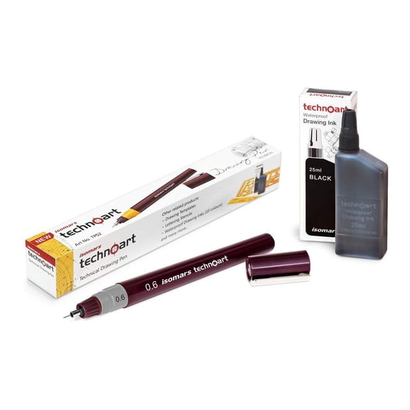 FineArt Technoart Technical Drawing Pen 0.6 and Ink Combo Set