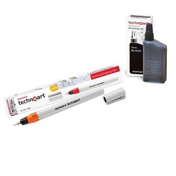 FineArt Technoart Technical Drawing Pen 0.8 and Ink Combo