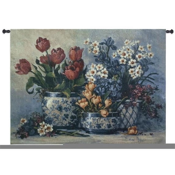 FineArtTapestries 2992-WH Spring Garden In Blue Wall Tapestry
