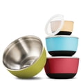 thumbnail image 1 of Multicolor Stainless Steel Mixing Bowls - Premium 4 Piece Set With Sealed lids, Nesting Storage Bowls, Plastic Exterior, Non-Skid Bottom for Easy Mixing and Prepping, Includes ¾, 1 ½, 3, and 5 Qt, 1 of 8