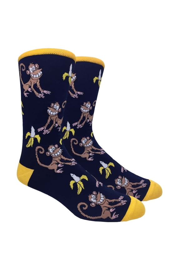 Smiling Hungry Monkey with Banana Socks (Adult Large)