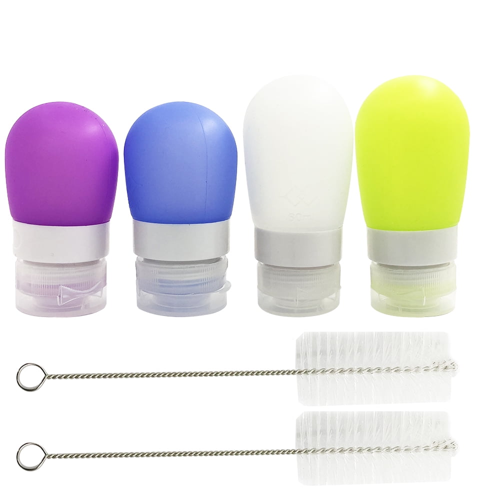 FineGood 4 Pcs Silicone Squeeze Bottles, 1.3oz and 2 oz Salad Dressing