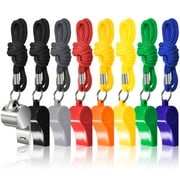 FineGood 8 Pcs Whistle, Coaches Referee Whistles with Lanyard for Football Sports Lifeguards Survival Emergency Training