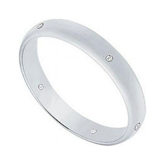 FineJewelryVault UBVNCHR300PTD-120 3MM Half Round Wedding Band with Diamonds : Platinum - 0.05 CT TDW - Size: 7