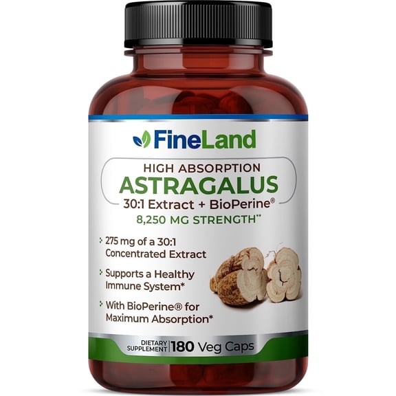 Fineland Vitamins Astragalus 8,250 mg Equivalent Immune Support 180 Veggie Capsules