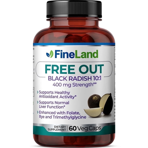 Fineland Vitamins FREE OUT Black Radish Liver and Detox Support Capsules, 60 Count