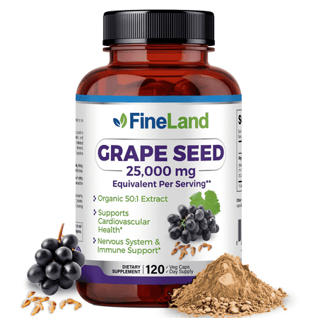 Fineland Vitamins Grape Seed Extract Capsules, 120 Count, 3.7 oz