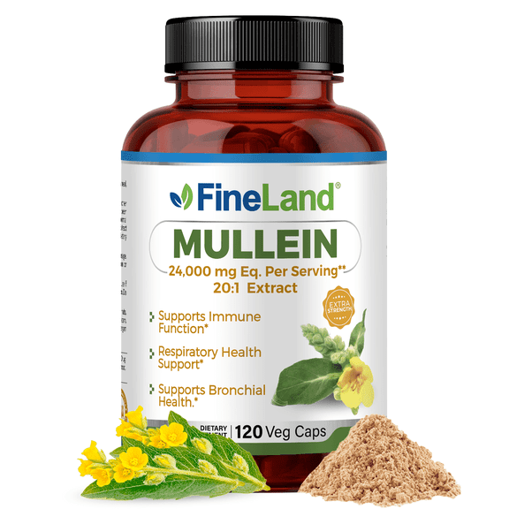 Fineland Vitamins Mullein Leaf Immune Respiratory Lung Bronchial Sinus Support 120 Capsules