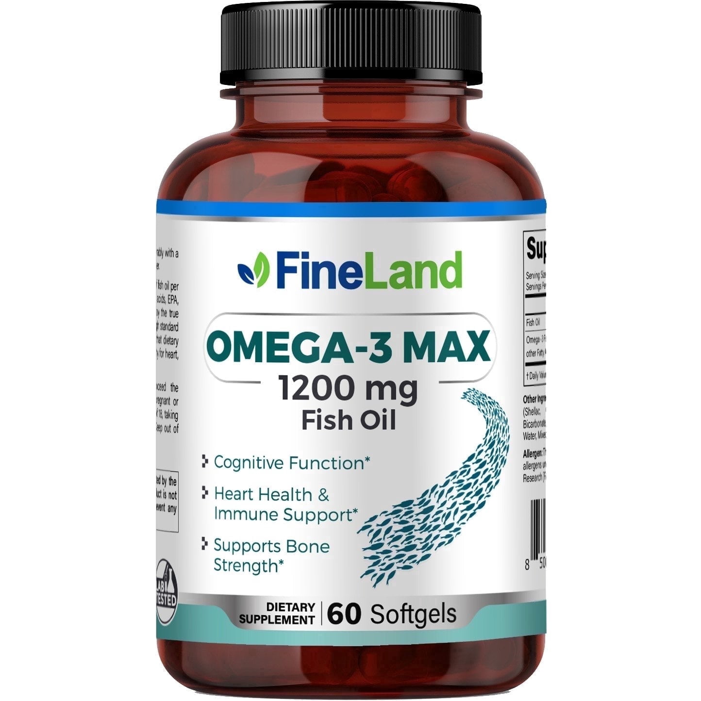 Fineland Vitamins Omega-3 Max Omega Fatty Acid Supplements Heart Health Cognitive Function 60 Softgels