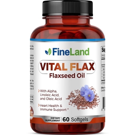 Fineland Vitamins VITAL FLAX Flaxseed Oil, Heart Function & Immune Support, 60 Softgels