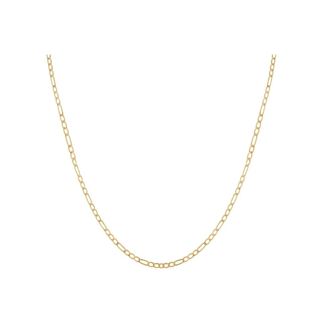 Finecraft 10K Yellow Gold 3.2MM Solid Figaro Link Necklace, 18"