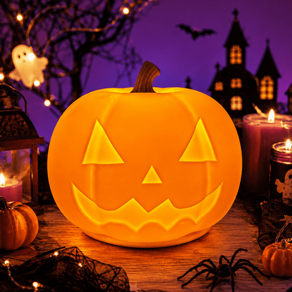 Finedea Pumpkin Night Light, Cute Silicone Halloween Pumpkin Lamp, Tap ...