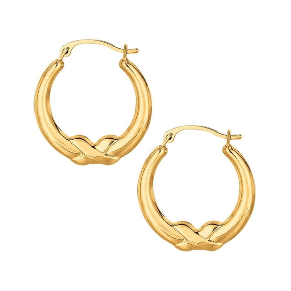 Finejewelers 10 Kt Yellow Gold 10k Graduated Texturedd Open Round Hoop With X Type Fancy