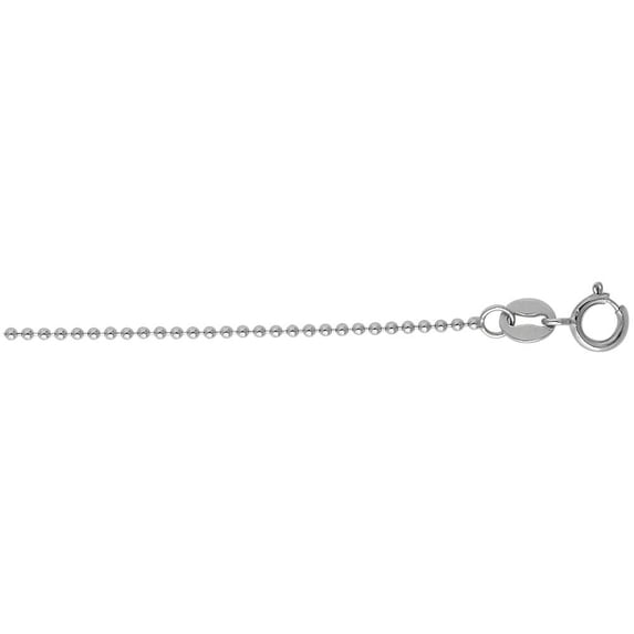 Finejewelers 14 Kt White Gold 16 Inch 1mm Non-bright Cut Bead Bead Chain Necklace With Lobster Clasp