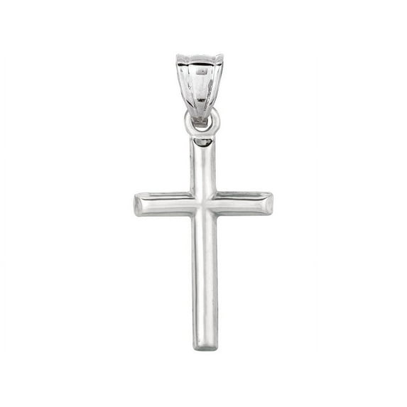 Finejewelers 14 Kt White Gold Small Cross Pendant Necklace 18 inch chain
