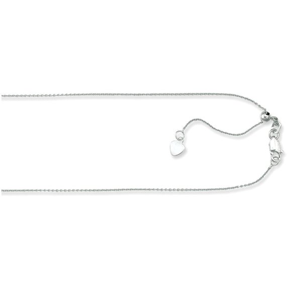Finejewelers 925 Sterling Silver 30 Inch Rhodium Finish 0.9mm Adjustable Cable Chain Lobster Clasp