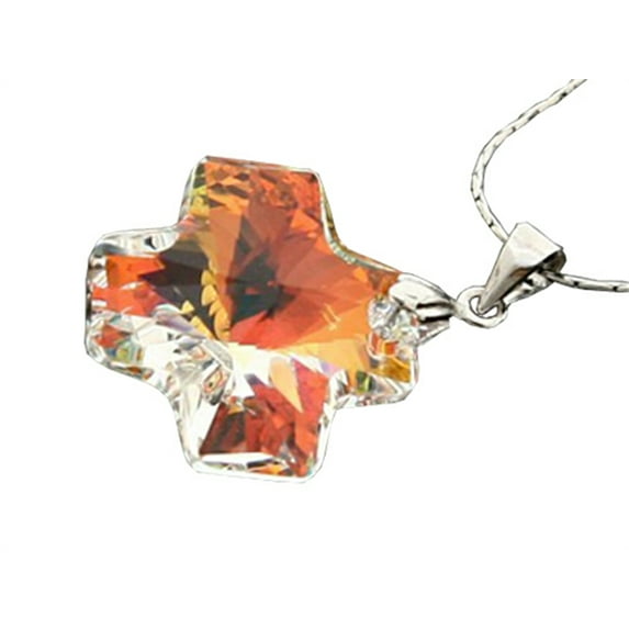 Finejewelers 925 Sterling Silver Multicolor Crystal Cross Pendant Necklace made with Elements on 18 Inch Chain