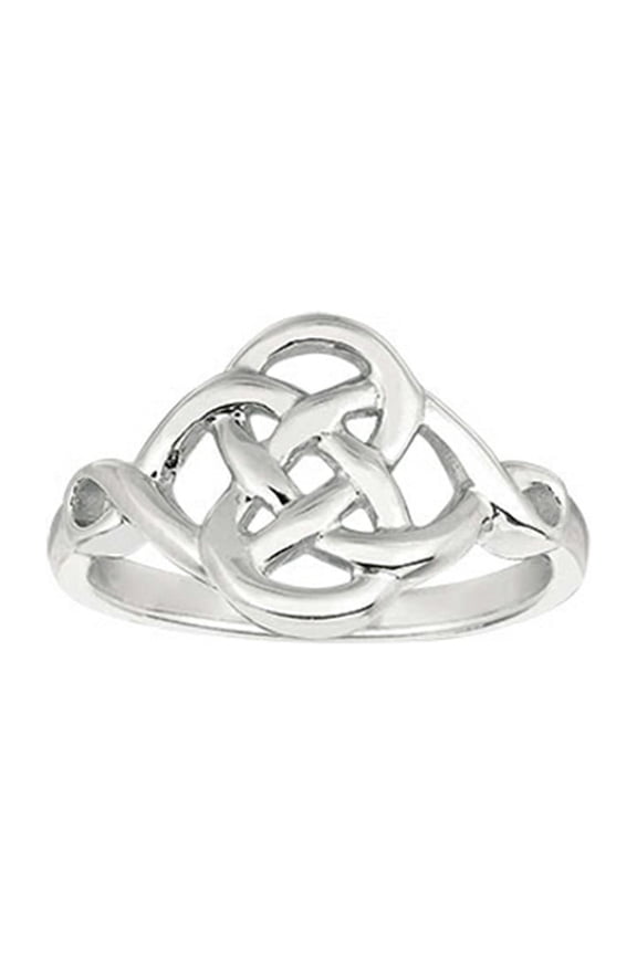 925 Sterling Silver Polished Four Circle Celtic Weaved Ring